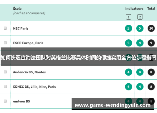 如何快速查询法国队对英格兰比赛具体时间的便捷实用全方位步骤指南 如何快速查询法国队对英格兰比赛具体时间的便捷实用全方位步骤指南